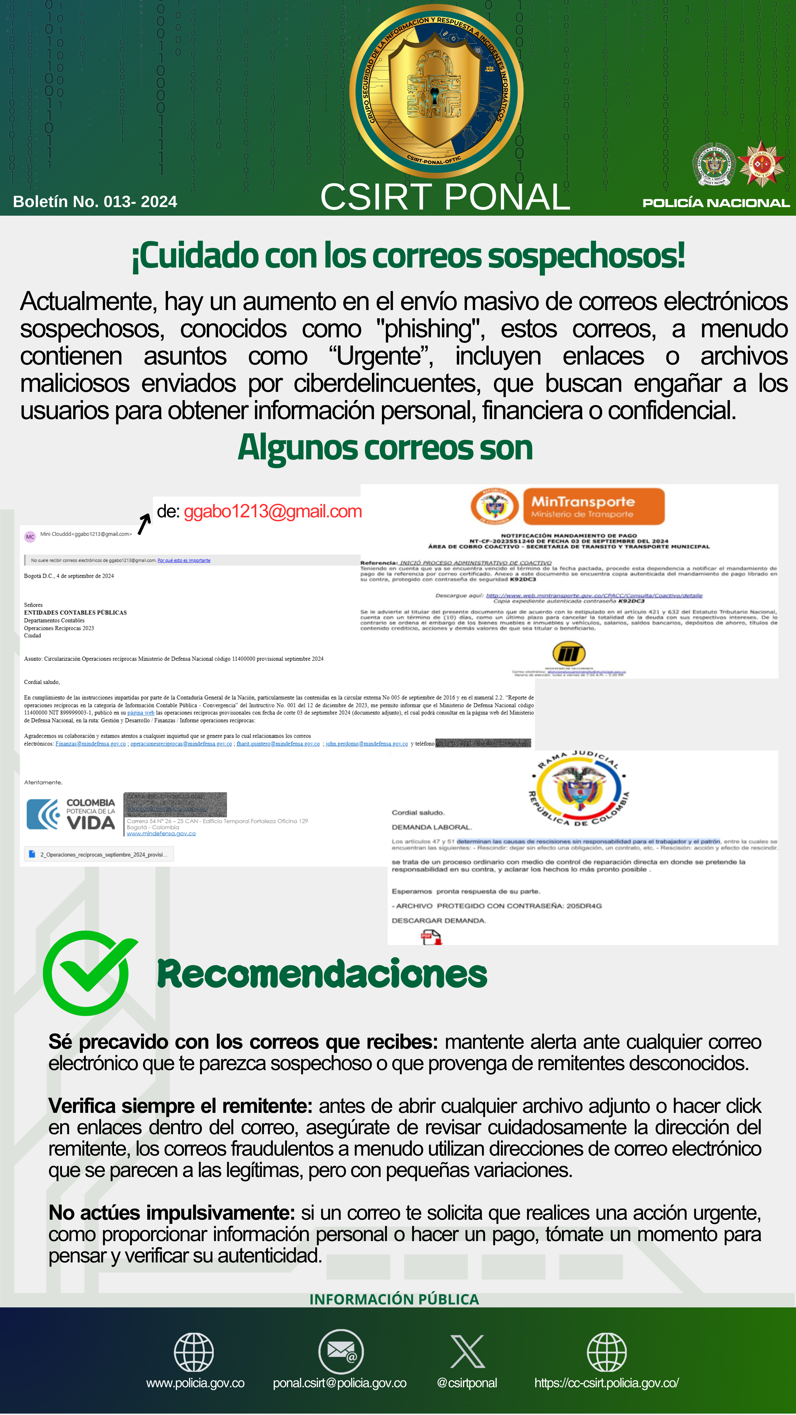 Boletín Informativo No. 013 ¡Cuidado con los correos sospechosos!